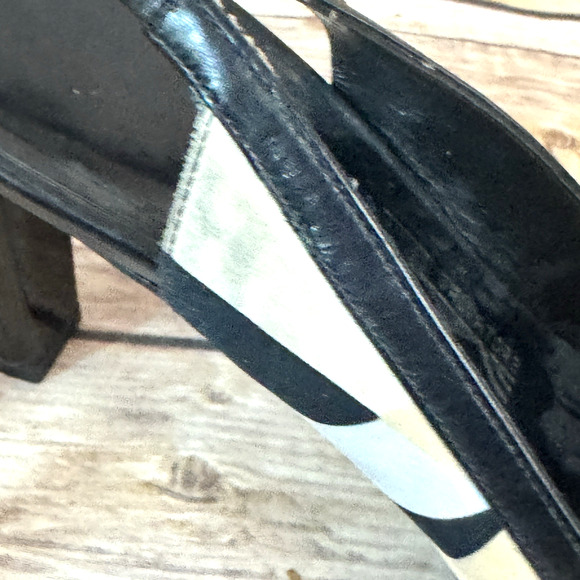 Salvatore Ferragamo Womens Tan Black Satin & Leather Slingback Heels 7B - Picture 14 of 16